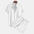 thumbnail image 1 of Men'S 2 Piece Outfit Casual Short Sleeve Button Down Shirt and Beach Shorts Set Summer Outfits Solid White XXXL, 1 of 3