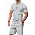thumbnail image 1 of Men'S 2 Piece Outfits Short Sleeve Casual Shirt and Shorts Sets Light Gray XXL, 1 of 7