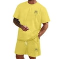 thumbnail image 1 of Men'S 2 Piece Outfits Short-Sleeved Sportswear Casual Summer Jogging Lightweight Suits Fashion Lightweight Sweat Suit (Yellow_03 ,XS), 1 of 6