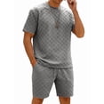thumbnail image 1 of Men'S 2 Piece Set Summer Outfits Casual Short Sleeve Shirt and Shorts Suits Gray XXL, 1 of 8