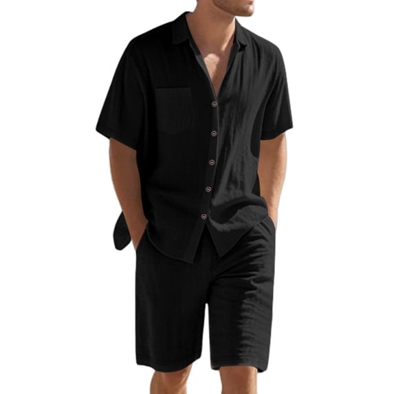Men'S 2 Pieces Shirt Set Short Sleeve Button Down Casual Hippie Holiday Beach T-Shirts Shorts Outfits