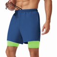 thumbnail image 1 of Men'S 2 in 1 Running Shorts Quick Dry Gym Athletic Workout Shorts for Men with Phone Pockets Blue M, 1 of 8