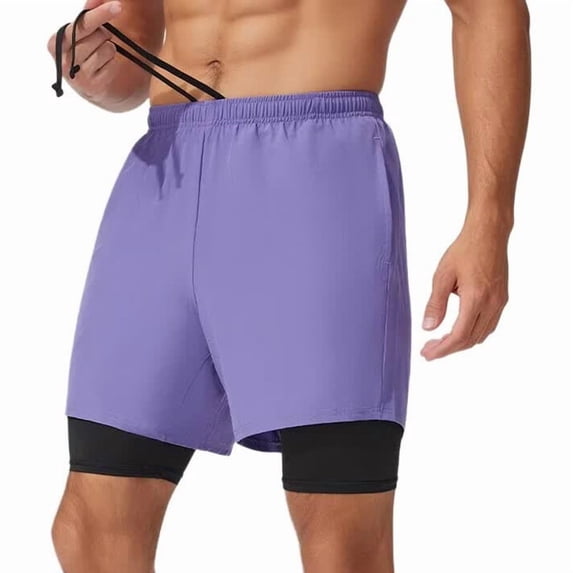 Men'S 2 in 1 Running Shorts Quick Dry Gym Athletic Workout Shorts for Men with Phone Pockets XL
