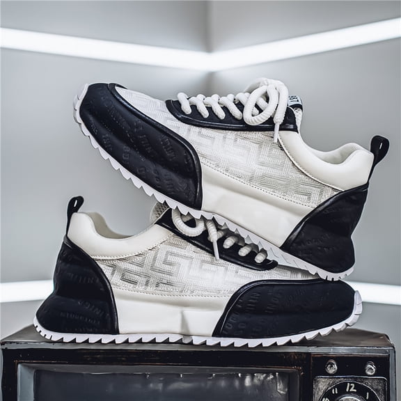 Men'S 2025 Autumn Gradient Color Casual Shoes | Dynamic Visual Anti-Slip, Low Top, Upper, Rubber Sole, Lace Closure, Round Toe, All-Season, Casual Style