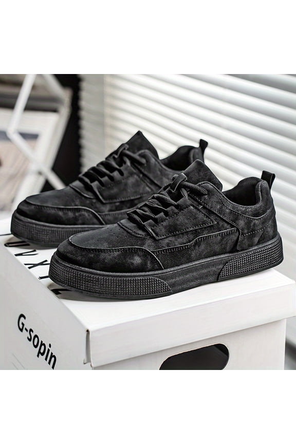 Men'S 2025 Trendy Skate Shoes - Thick-Soled Height-Increasing, Non-Slip Wear-Resistant, Lace-Up Closure, Durable Rubber Sole for All Seasons, Perfect for Walking & Skating + for Fashion-Conscious