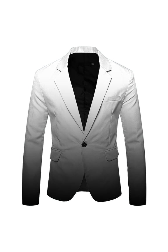Men'S 3D Gradient Color Suit Jacket Printed Pocket Lapel Button Up Suit Jacket Suit Style Three