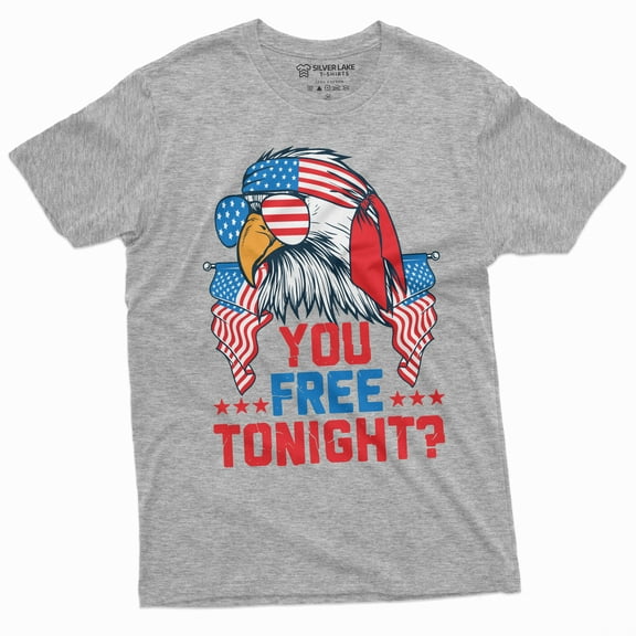 Men'S 4Th Of July Funny Eagle You Free Tonight Teeshirt Freedom Patriotic Us Birthday Independence Day Tee Shirt (Small Grey)