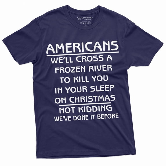 Men'S 4Th Of July Independence Day T-Shirt Americans Crossing Frozen Lake Washington Tee Shirt (XX-Large Navy Blue)