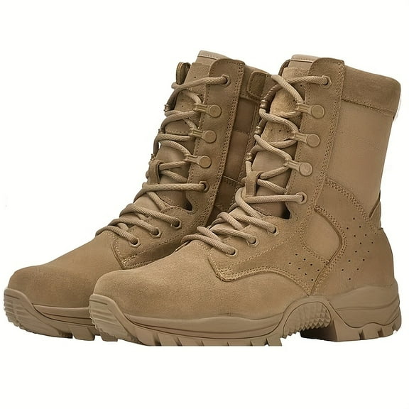 Men'S 8 Inch High Top Tactical Boots, Durable, Scratch-Resistant, And Ankle-Supportive With Quick Lace System For Hiking, Trekking & Travel A Perfect Gift For Dad Or Husband, Available In Three Color