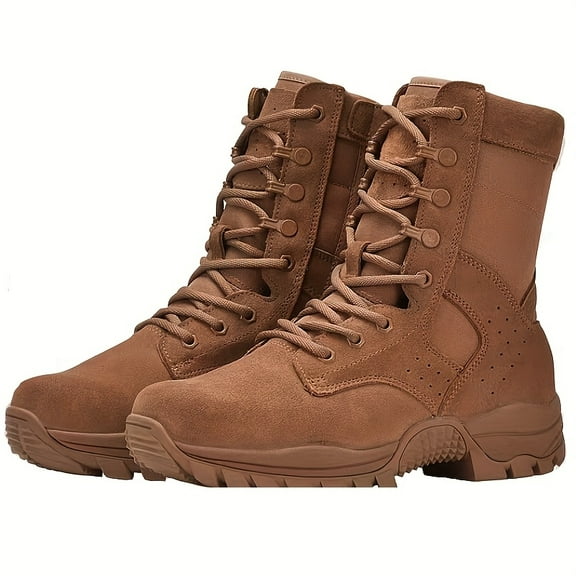Men'S 8 Inch High Top Tactical Boots, Durable, Scratch-Resistant, And Ankle-Supportive With Quick Lace System For Hiking, Trekking & Travel A Perfect Gift For Dad Or Husband, Available In Three Color