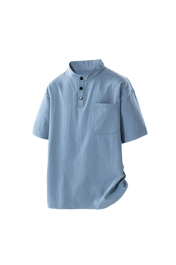 Men'S Active Short Sleeve Shirt, Workout Top with Breathable Nylon Fabric, Casual Athletic Stand Collar Tee for Gym and Everyday Wear