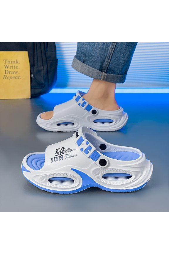 Men'S Air Cushion Platform 2-In-1 Slides Summer Outdoor Cloud Sensation Beach Shoes Soft Sole Non-Slip Slippers