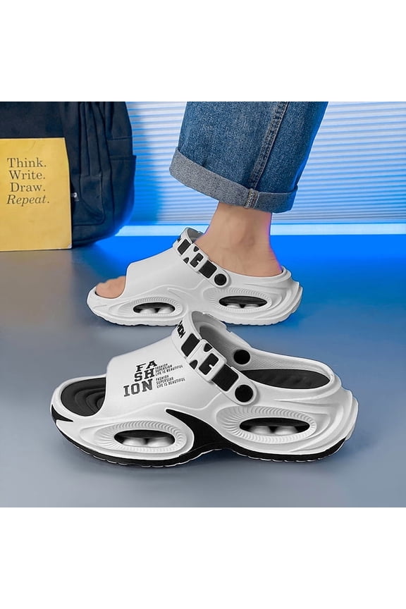 Men'S Air Cushion Platform 2-In-1 Slides Summer Outdoor Cloud Sensation Beach Shoes Soft Sole Non-Slip Slippers