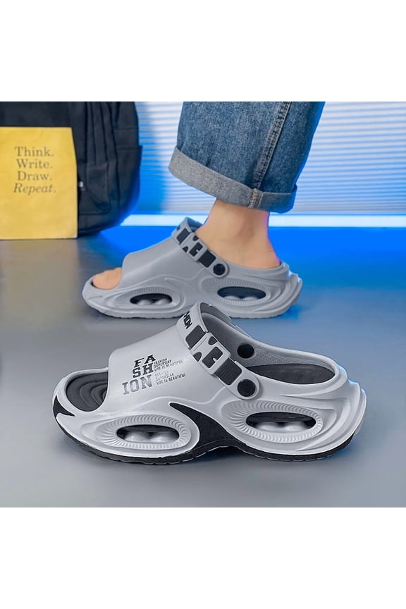 Men'S Air Cushion Platform 2-In-1 Slides Summer Outdoor Cloud Sensation Beach Shoes Soft Sole Non-Slip Slippers