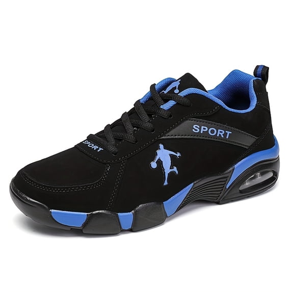 Men'S Air Cushion Sneakers - Breathable Mesh & PU Upper, Geometric Design, Sporty Look | Comfortable Fit - St. Patrick'S Day Halloween Black/White Colorway for Outdoor Running, Casual Attire,