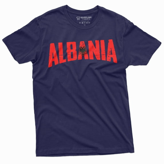 Men'S Albania T-Shirt Albanian Coat Of Arms Flag T-Shirt Shqipëria Nation Country Tee (3X-Large Navy Blue)