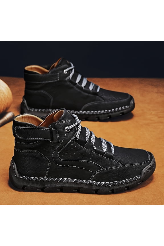 Men'S All-Season Lace-Up Boots - Non-Slip Rubber Sole, Cushioned Insole - White/ - for Outdoor, Casual, Formal - Durable & Easy-Clean - Extended Sizes Available - Everyday & Special Events