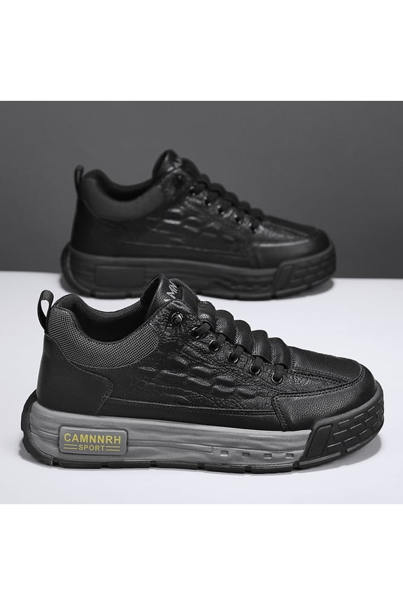 Men'S All-Season Versatile Black Sneakers for Men & Women, Durable Rubber Outsole Slip-On Sneakers with Thick Cushioned Sole - Low-Top Round Toe Casual Shoes, Breathable Fabric Lining & Arch Support