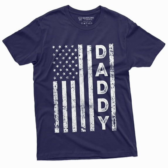 Men'S American Flag Daddy T-Shirt Father'S Day Usa Gift Ideas Patriotic Dad Shirt For Man (Small Navy Blue)