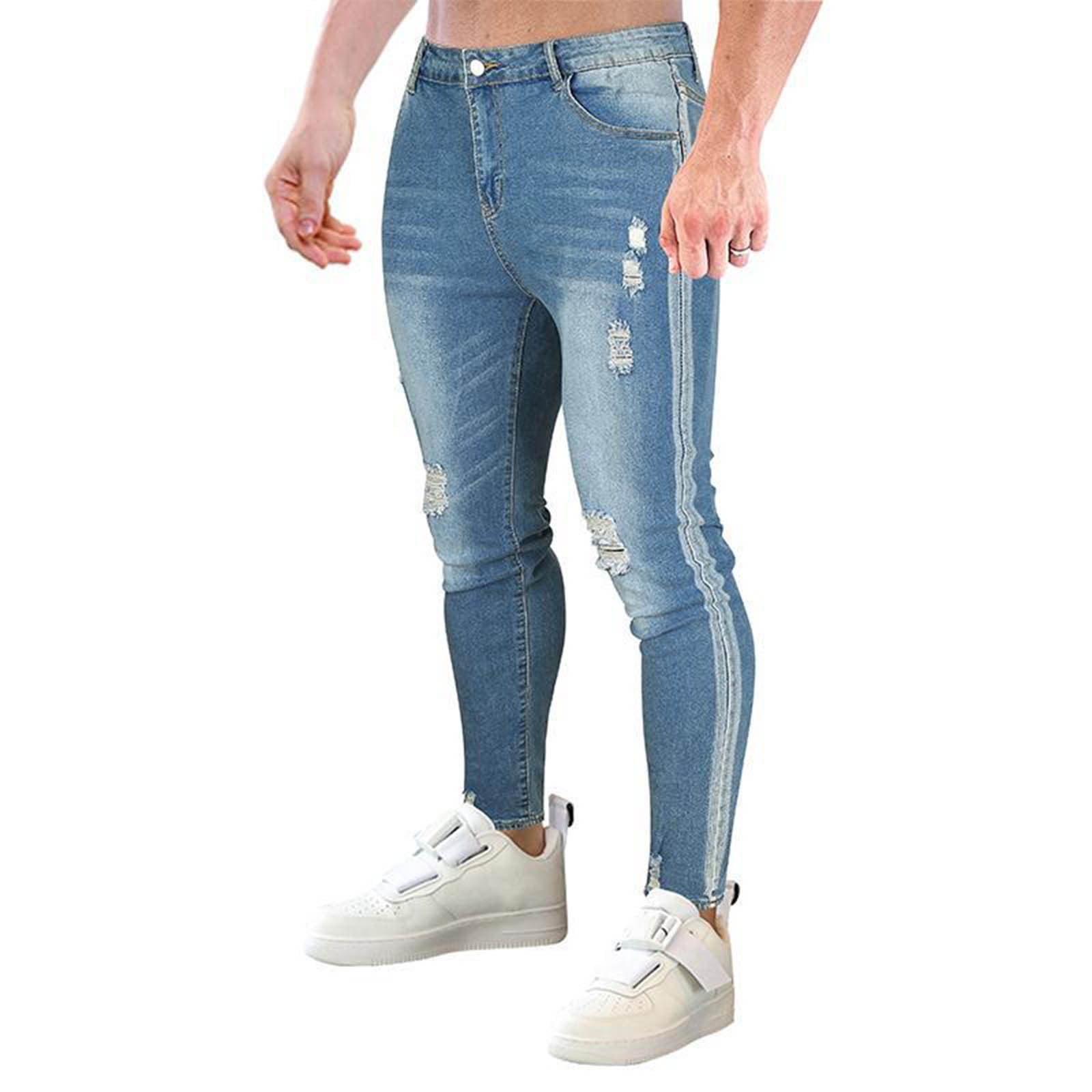 VOI Jeans Mens Indigo Mid Rise Track Cropped Skinny : Amazon.in: Fashion