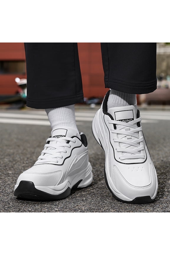 Men'S Autumn-Winter Thick-Soled Hiking Camping Rope Skipping Running Shoes | Faux Upper, Rubber Sole, Fabric Inner, Lace Closure, Round Toe, Casual and Street Style, Low Top, Jump Rope