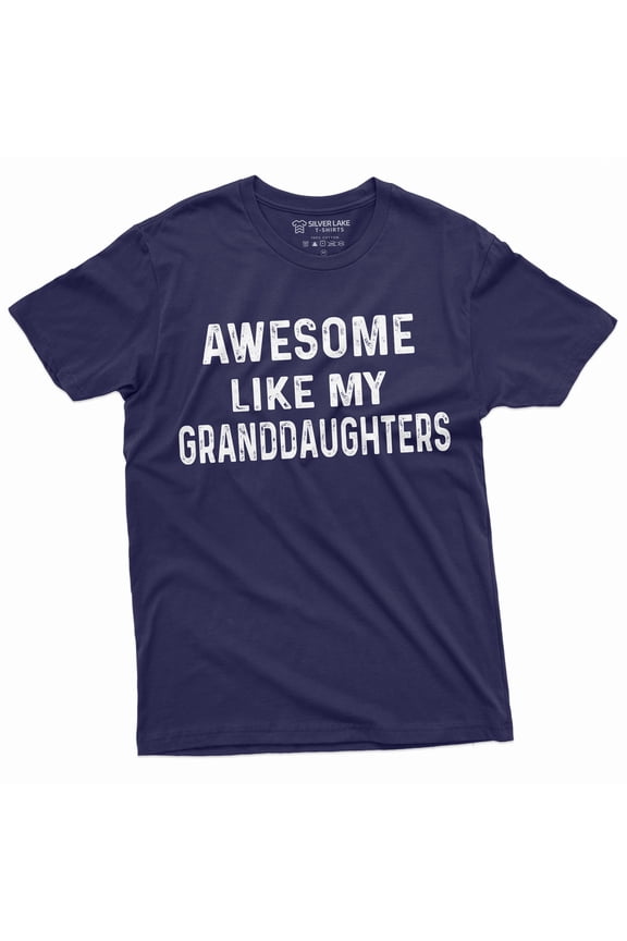 Men'S Awesome Like My Granddaughters T-Shirt Grandpa Grandma Gift Tee Shirt (X-Large Navy Blue)