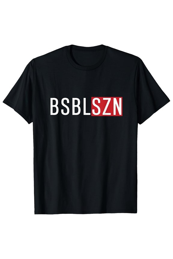 Men'S BSBL SZN Print T-Shirt | Casual Short Sleeve Graphic Tee Top, 100%, 220g, Soft and Comfortable, Vintage Style, Crew Neck, Regular Fit
