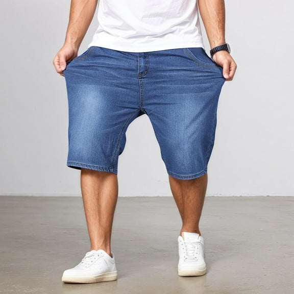 Men'S Baggy Jean Shorts Summer Beach Shorts Casual Loose Fit Hip Hop Skateboard Denim Shorts Light Blue 44