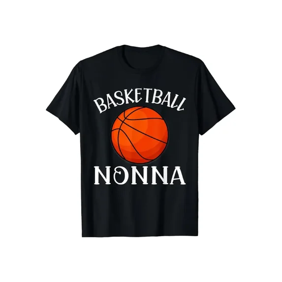 Men'S Basketball Nonna Graphic T-Shirt - Black Shirt with Orange Basketball Design - Lightweight Stretch Fabric for Basketball Players, Fans & Casual Attire - All-Season