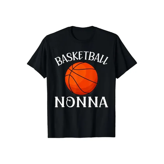 Men'S Basketball Nonna Graphic T-Shirt - Black Shirt with Orange Basketball Design - Lightweight Stretch Fabric for Basketball Players, Fans & Casual Attire - All-Season