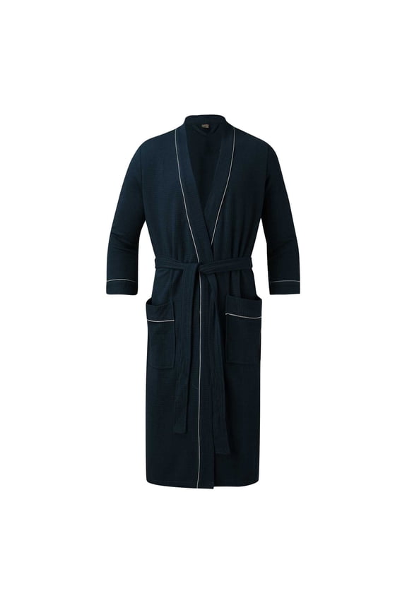 Men'S Bathrobes Men Robes Lightweight Waffle Robe Robes Lightweight Summer Home Clothes, Long Styles, Yukata Robe For Navy Bathrobes