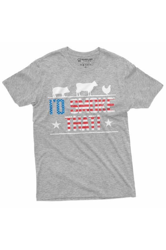 Men'S Bbq Party T-Shirt Griller Cook Outdoors Funny Camping Adult Tee (Small Grey)