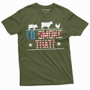 Men'S Bbq Party T-Shirt Griller Cook Outdoors Funny Camping Adult Tee (Small Military Green)