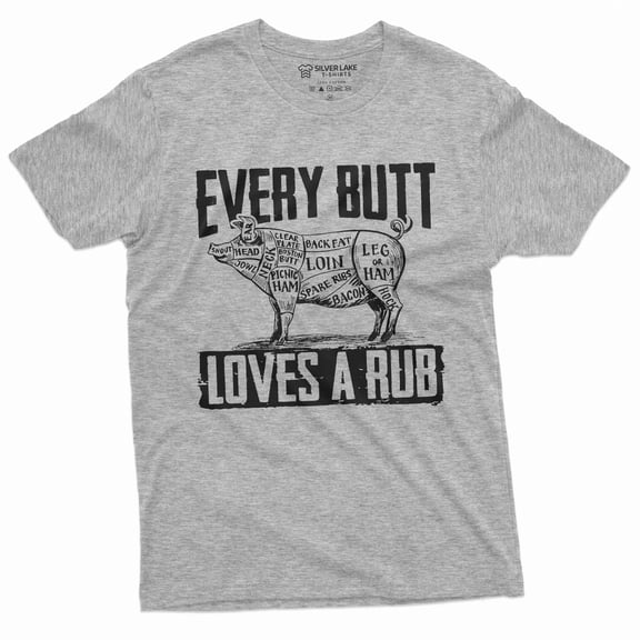 Men'S Bbq Pork Butt Rub Funny Tee Shirt 4Th Of July Summer Partying Cook T-Shirt (3X-Large Grey)