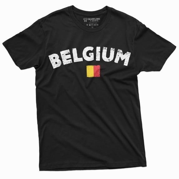 Men'S Belgium T-Shirt Belgique Belgien Tee Shirt Football Soccer Tee Shirt (Large Black)