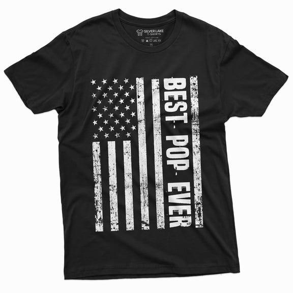 Men'S Best Pop Ever T-Shirt Poppop Grandpa Usa Father Shirt (Large Black)