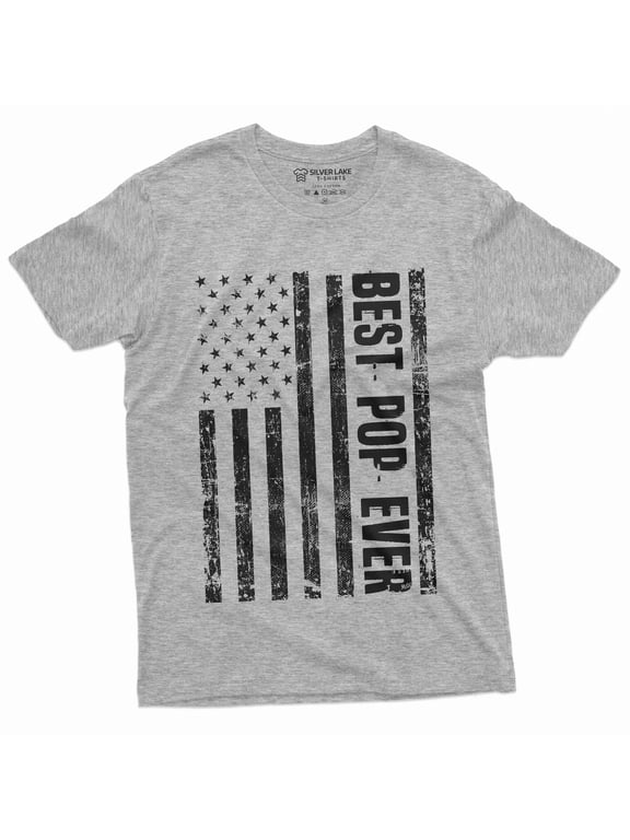 Men'S Best Pop Ever T-Shirt Poppop Grandpa Usa Father Shirt (Small Grey)