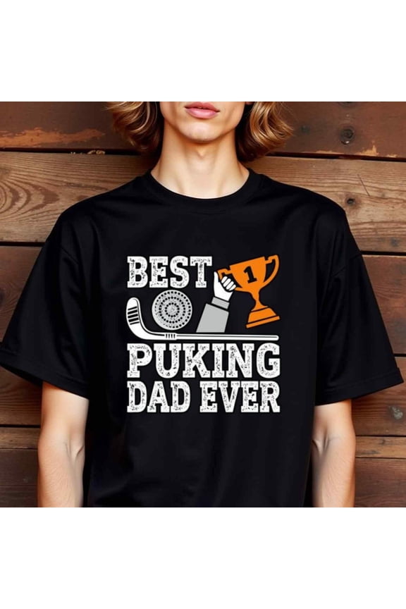 Men'S "Best Puking Dad Ever" Humorous Golf Trophy T-Shirt - 100% Cotton, Crew Neck, Short Sleeve, Regular Fit, All-Season Casual Wear, 180gsm, Ideal for Golfing Enthusiasts, Golf Accessories