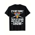 thumbnail image 1 of Men'S Billiards Graphic T-Shirt - Funny Pool Party Shirt with "It'S My Turn" Saying - Black Tee with Colorful Cue Balls Design - Casual Everyday & Game Night Apparel - Machine, 1 of 6