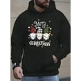 thumbnail image 1 of Men'S Black Christmas Santa Claus Print Hooded Sweatshirt - Cozy Loose-Fit Pullover With Merry Christmas Lettering & Santa Design, Durable Machine-Washable Fabric,  Pocket, Casual Winter Hoodie For H, 1 of 7