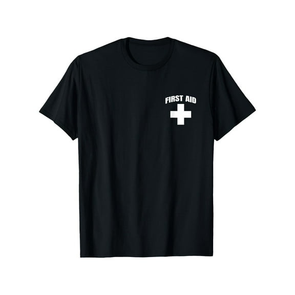 Men'S Black Cotton T-Shirt with First Aid Cross Design - Breathable, Casual Summer Top for Concerts, Events, and Casual Attire - 100% Cotton, Sizes S-XXX