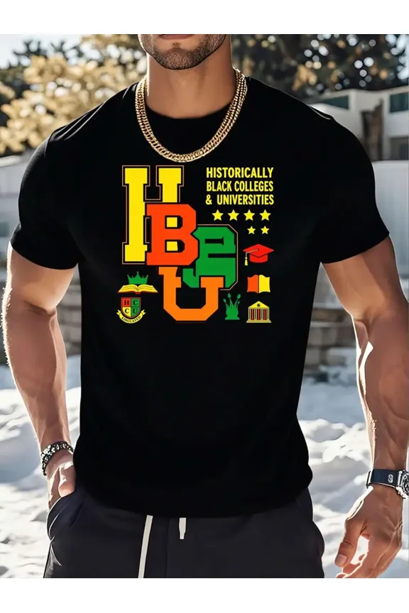 Men'S Black Crew Neck T-Shirt with "I Have a Dream" Quote & HBCU Design - 100 Cotton T-Shirts, Loose Fit, Short Sleeve, All-Season Casual Supporter Shirt for Alumni, Funny