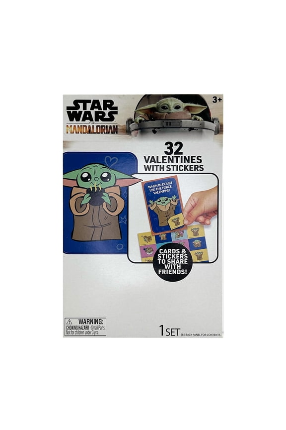 : The Mandalorian 32 Count Valentine's Day Exchange Cards with Stickers
