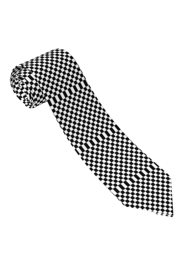 Men'S Black White Checkered Pattren Fashion Business Wedding Neckties Ties