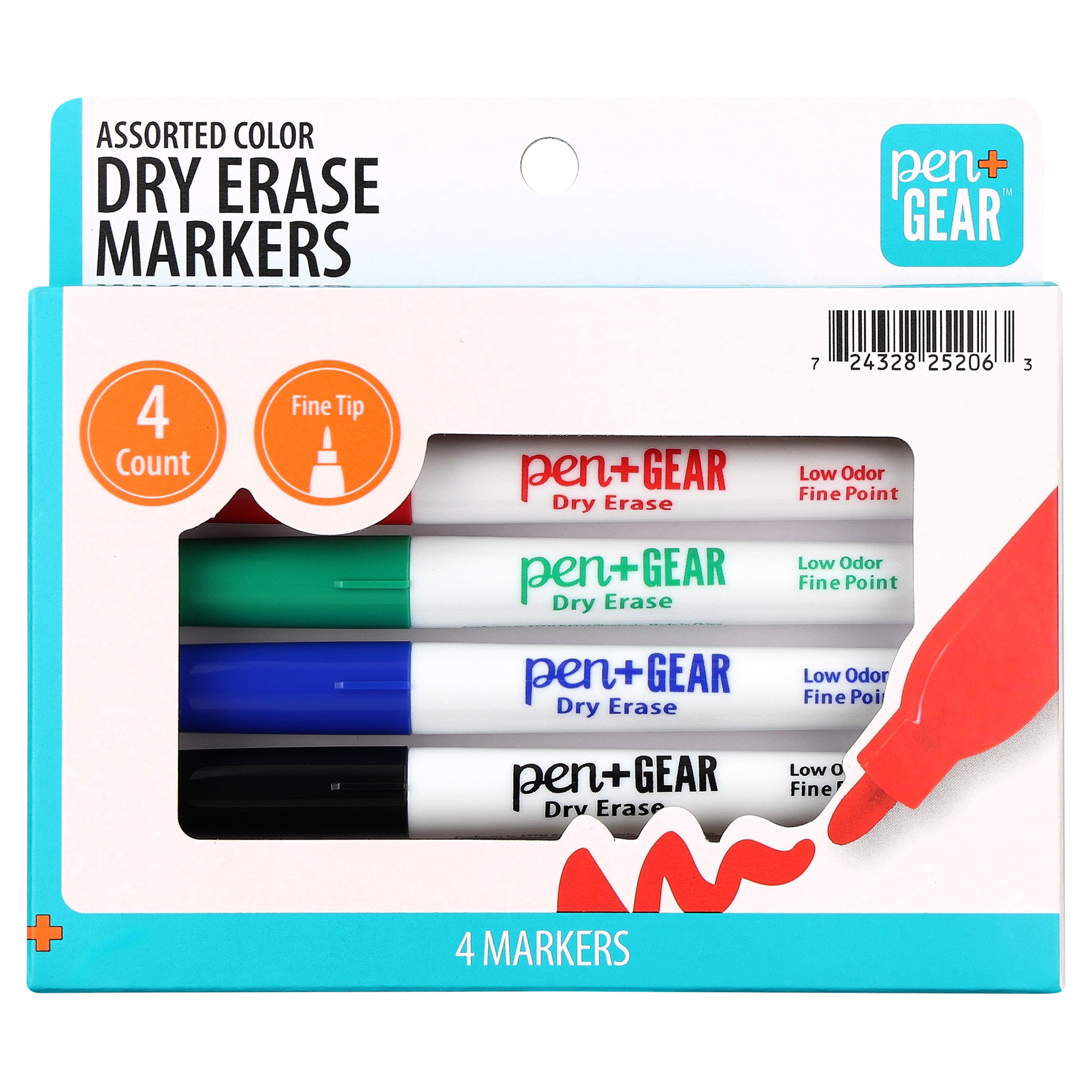 Marcadores para pizarra Pen+Gear, punta fina, colores surtidos, 4 piezas