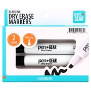 Pen+Gear Dry Erase Markers, Chisel Tip, Black, 2 Count