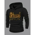 thumbnail image 1 of Men'S "Blessed" Graphic Hoodie - Casual Drawstring Pullover with Kangaroo Pocket, Durable Polyester Fabric, Machine Washable, Perfect for Spring & Fal, 1 of 6