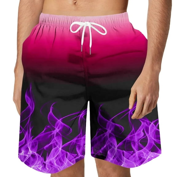 Men'S Board Shorts,Quick-Drying Elastic Waist Beach Shorts,Drawstring Board Shorts Breathable Beachwear,Purple,XL