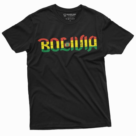 Men'S Bolivia T-Shirt Nation Flag T-Shirt Estado Plurinacional De Bolivia Tee (Large Black)