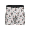 thumbnail image 1 of Men'S Boxer Briefs, Abstract Cute Cat And Fish Bones Soft And Breathable Mens Underwear Boxer Briefs With Widen Waist, 1 of 2